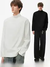 長袖Tシャツ メンズ ハーフタートルネック 発熱インナー 切り替え パッチワーク あったか 秋冬