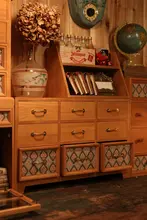 サンシン 家具 アメリカンカントリー風 書 desk & 引き出し付き木製収納ボックス【ヴィンテージデザイン】