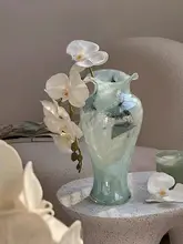 フランス風 ブルーグラス花瓶【レトロデザイン・デスク装飾用】