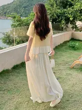 新中式国風イエロー短袖トップスとロングスカート【夏用・華やかなデザイン・着こなしに高級感】（セットアップ対応）