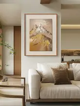 金箔仕上げの手描きオイルペインティング 新中式玄関装飾画【軽奢スタイル・リビング用】