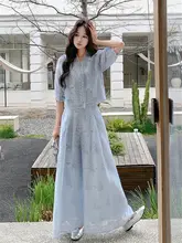 優雅なレースデザインのパフスリーブブラウスとワイドパンツ【春夏用・女性用】（セットアップ対応）