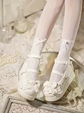 ロリータ風 厚底レースリボン丸トゥプリンセスシューズ