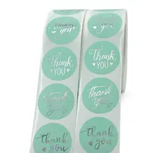 500枚入り サンキューシール【虹色・ホログラム金箔・結婚式・誕生日・装飾用・粘着ラベル】
