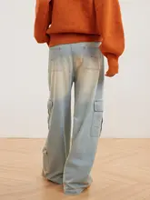 フィットヴィンテージウォッシュデニムパンツ【秋冬用・ストレートシルエット・作業着スタイル】