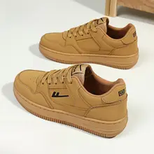 レザー製 レディース スニーカー【カジュアル・復古風・小麦色】