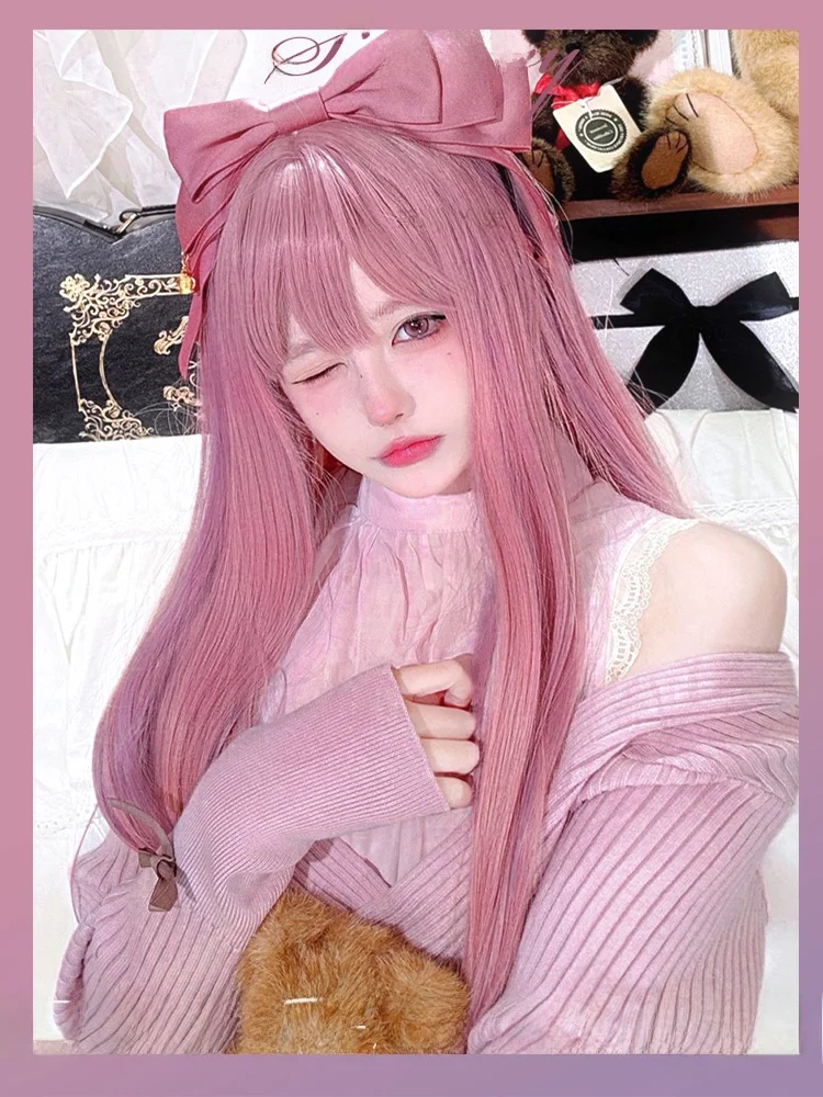 ロングヘア ストレート 前髪あり シンプルで美しいピンクパープルウィッグの実用性とスタイル提案