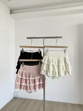 レース切り替え 高腰Aラインスカート【ピンク・防透け・冬用】（セットアップ対応）