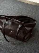 大容量トートバッグ【ブラウン・しぼ加工・通勤用・男女兼用・ソフトレザー】