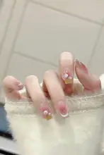 春のチューリップデザインの美しいネイルチップ【手作り・猫目・ブリリアント仕上げ】（セットアップ対応）