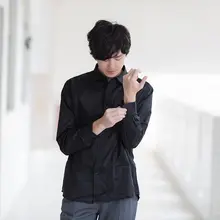 長袖ワイシャツ メンズ 学生服 カレッジ風 ブラック ビジネス 通学
