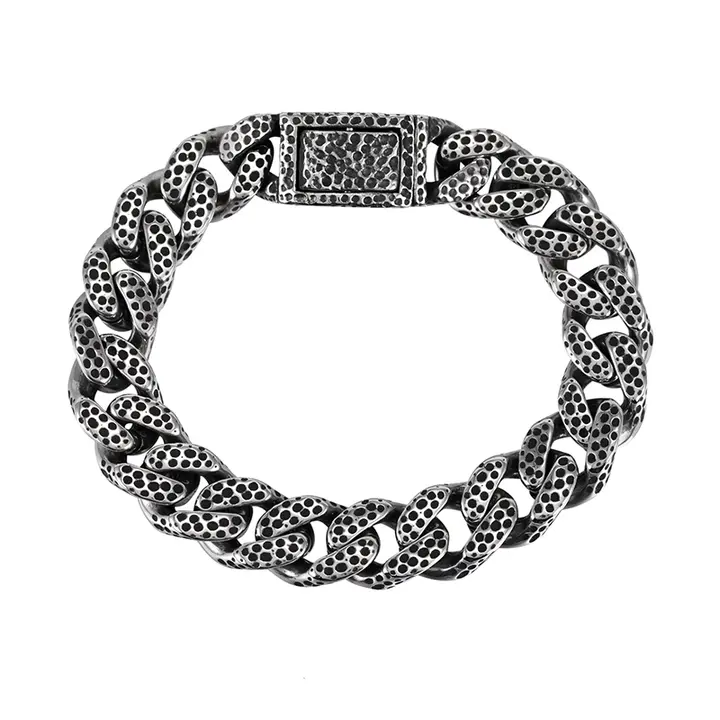 ヴィンテージ風チタン製切り込みデザインブレスレット【メンズ・カジュアル・ヒップホップスタイル】