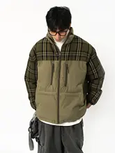 冬用 ヴィンテージ風 チェック柄コットンジャケット【高い保温性・立ち襟・ユニセックス】