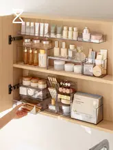 Lazy Corner バスルーム用化粧品収納ボックス【コーナー型・鏡付き・仕切り付き】
