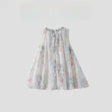 キッズ用 チューリップデザインのノースリーブドレス【夏用・花柄・プリンセススタイル】