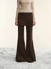 不規則なヘムデザインのニットパンツ【微ベルボトム・カジュアルスタイル】（セットアップ対応）