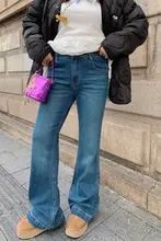 Dazi レディース レトロ風ハイウエストデニムパンツ【春秋用・フレア・大サイズ・スリム効果】