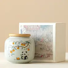 陶製茶缶【パンダデザイン・携帯用・小型】