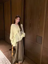 桑蚕絲と新丽赛使用の軽やかなブラウス【イエロー・春夏向け】