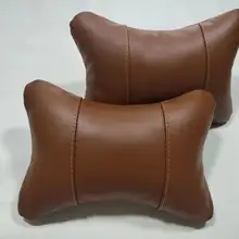 本革製 車用ヘッドレスト【圧迫感のない首枕・全季節対応・高級牛革】