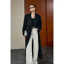 ダブルフェイスウールコート【ロング丈・ゆったり・ダブルボタン・高級感】