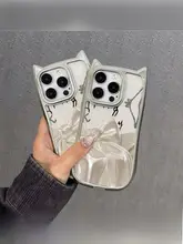 ugp 可愛い立体猫耳デザインのスマートフォンケース【シリコン・ハンドストラップ付き・全包防摔】（セットアップ対応）