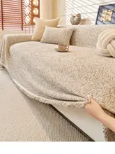 上品なデザインのコットンリネン製ソファカバー【防滑・ペットの引っかき防止・四季対応】