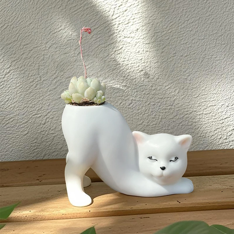 クリエイティブかわいい猫の尻尾柱 植木鉢 漫画 花瓶：ガラスの花瓶と異なるデザインの魅力