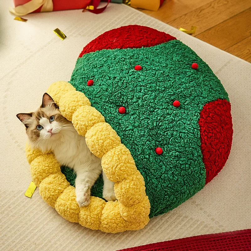 冬用保温ハーフクローズド猫ハウス：深い眠りをサポートするトンネル式デザイン