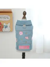 犬服 女性 使用シーン デニムサスペンダースカート 春秋用 テディ小型犬に適した 夏用薄手