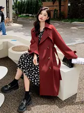 ワインレッドのロングトレンチコート【春用・洗練されたデザイン・気品あるスタイル】