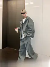 フード付きゆったりシルエット メンズスポーツウェア【カジュアルなパーカーとワイドパンツ（セットアップ対応）】