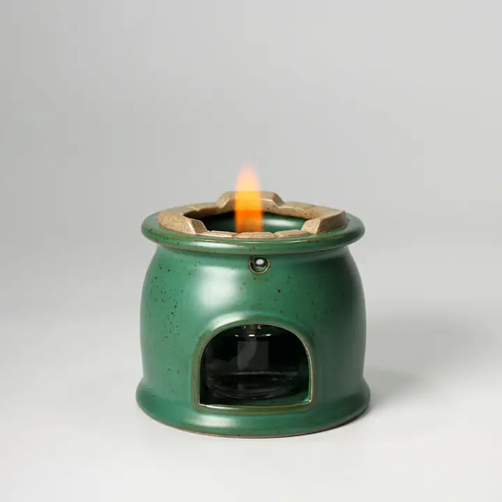 高品質 粗陶製 茶用ポット【温茶・酒精ランプ付き・茶道具】