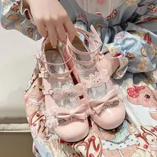 かわいい猫爪デザインのロリータシューズ【リボン付き・レース・ローヒール】