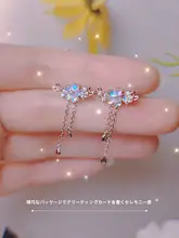 桜の純銀製のイヤリング【デザイン性のある流れるフリンジ・和風耳飾り】
