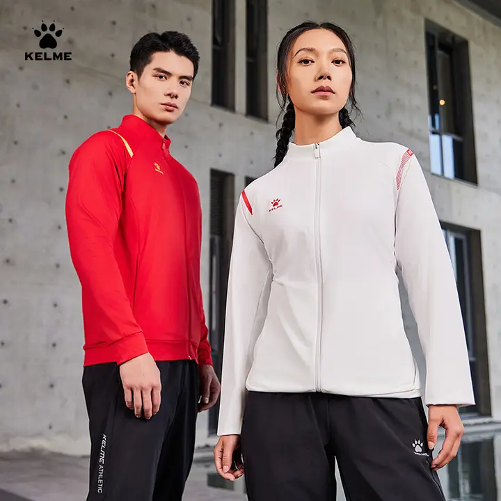 KELME ニットジャケット メンズ スタンドカラー パッチワーク 接触冷感 ストレッチ 春 「KELME」