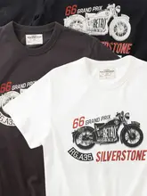 アメリカンヴィンテージ メンズ半袖Tシャツ【コットン・モーターサイクルプリント・クルーネック】