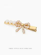 華やかなリボンデザインのパール飾りヘアクリップ【側面・前髪用】