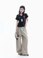 アメリカンレトロVネックショートスリーブTシャツ【フィット感・スポーツカジュアル・女性用】