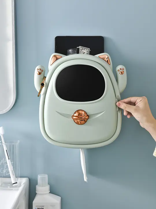 穴あけ不要 壁掛けトイレットペーパーケース【浴室・簡易収納・ロール式】