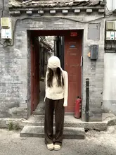 おしゃれなレトロ調ブラウンヒョウ柄パンツ【ハイウエスト・ストレート・ワイドレッグ】