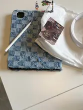 牛仔格子デザインのiPad Pro 11用ケース【フラップカバー・対衝撃・睡眠機能付き・Apple Pencilホルダー】