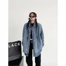 デニムジャケット ユニセックス オーバーサイズ ルーズ アメカジ ヴィンテージ カジュアル ストリート 春