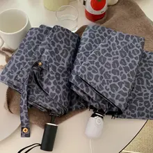 可愛いヒョウ柄の全自動晴雨兼用傘【ブラックコーティング・防晒効果】