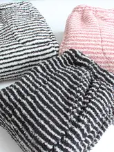 秋冬用厚手コーラルフリース女性用ルームパンツ【保温・ストライプ・ポケット付き・外出可能】