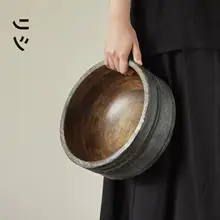 インド製ウッドフルーツボウル【ヴィンテージ・和風デザイン・自然な風合い】