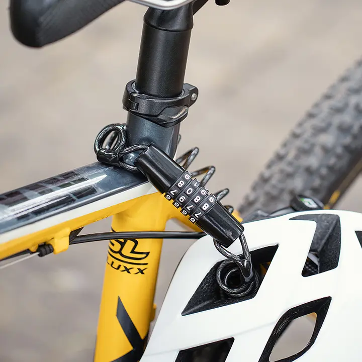 自転車 ヘルメットロック 暗証番号ロック 電動 バイク ヘルメット 防犯ロック ポータブル スチールワイヤーロック
