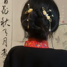 ヘアコーム ヘアアクセサリー レディース ベルベット パール タッセル チャイナテイスト 結婚式 花嫁 お色直し 赤