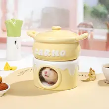 ハムスター 隠れ家 ハウス ひんやりセラミック 冷却マット 餌入れ 2WAY 夏用 おもちゃ ビッグサイズ