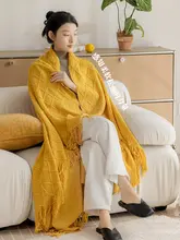 黄色のニットソファカバー【シングルソファ用・インテリア装飾用・雰囲気作り】